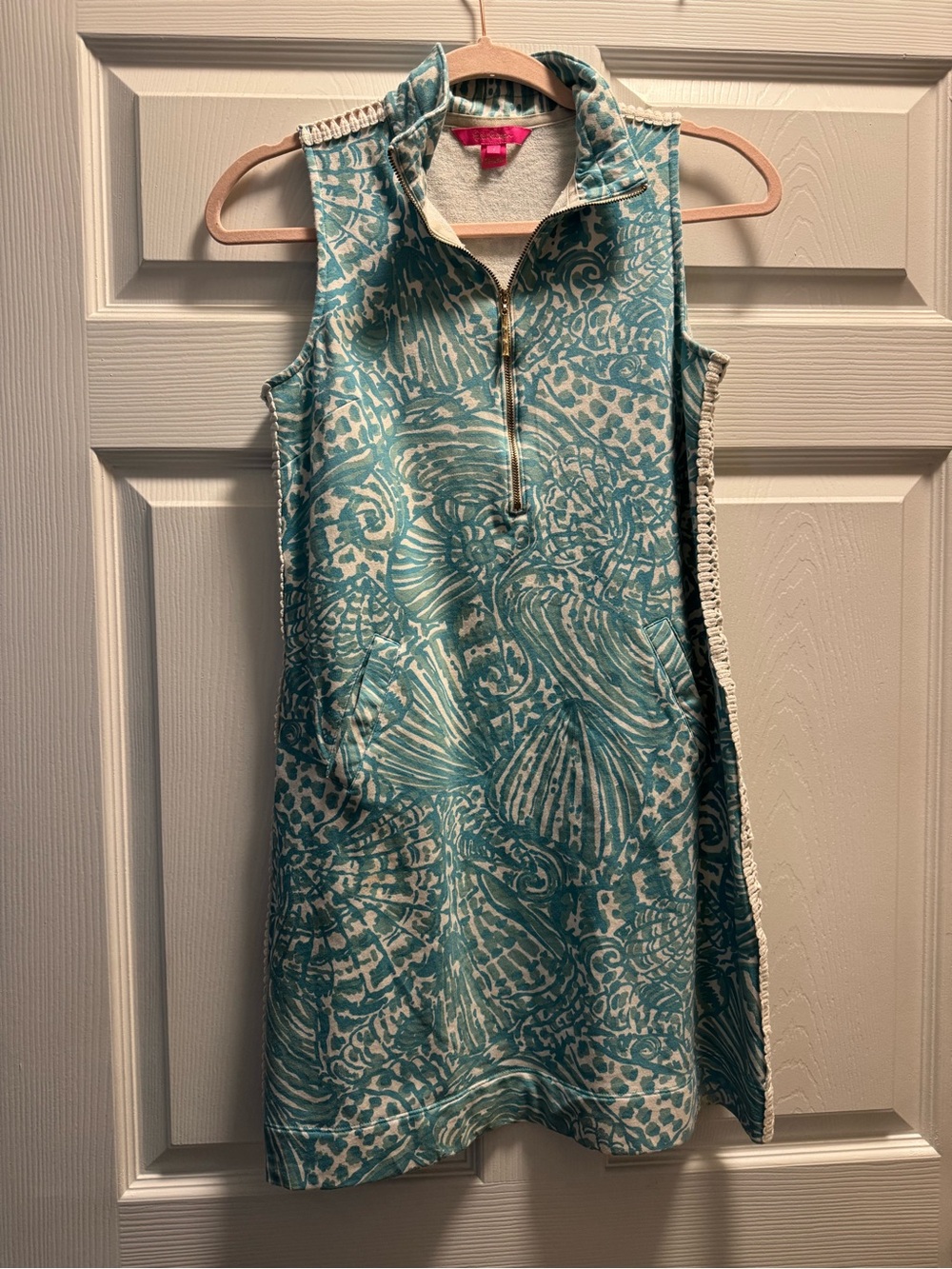 Lilly Pulitzer Aqua and Cream Patterned Knit Top